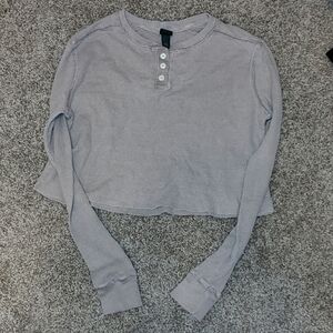 Lavender Pastel Waffle Henley - M